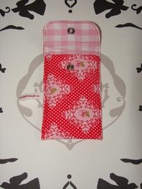 Telefoonhoesje rood met rose brocante