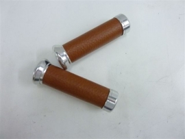 Handvatten retro leder/aluminium cognac