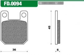 Remblokken Rs div modellen achter, Rx achter BB0094