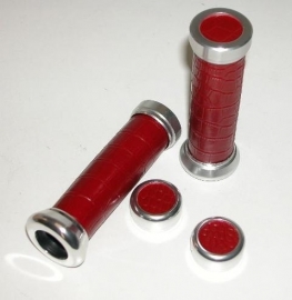 Handvatten retro leder/aluminium rood