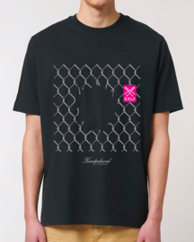 Kantjeboord Lifestyle ‘Be Free’ Heavyweight Oversized T-Shirt - Black / Metallic Silver & Magenta