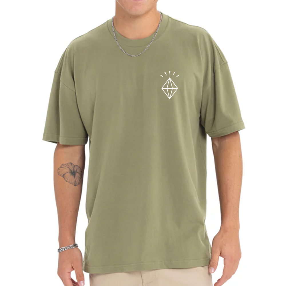 Shine On Heavyweight T-shirt (White/Olive)