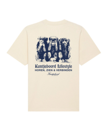 Kantjeboord Lifestyle ‘Horen, Zien & Verbinden’ Heavyweight Oversized T-Shirt - Canvas Cream / French Navy