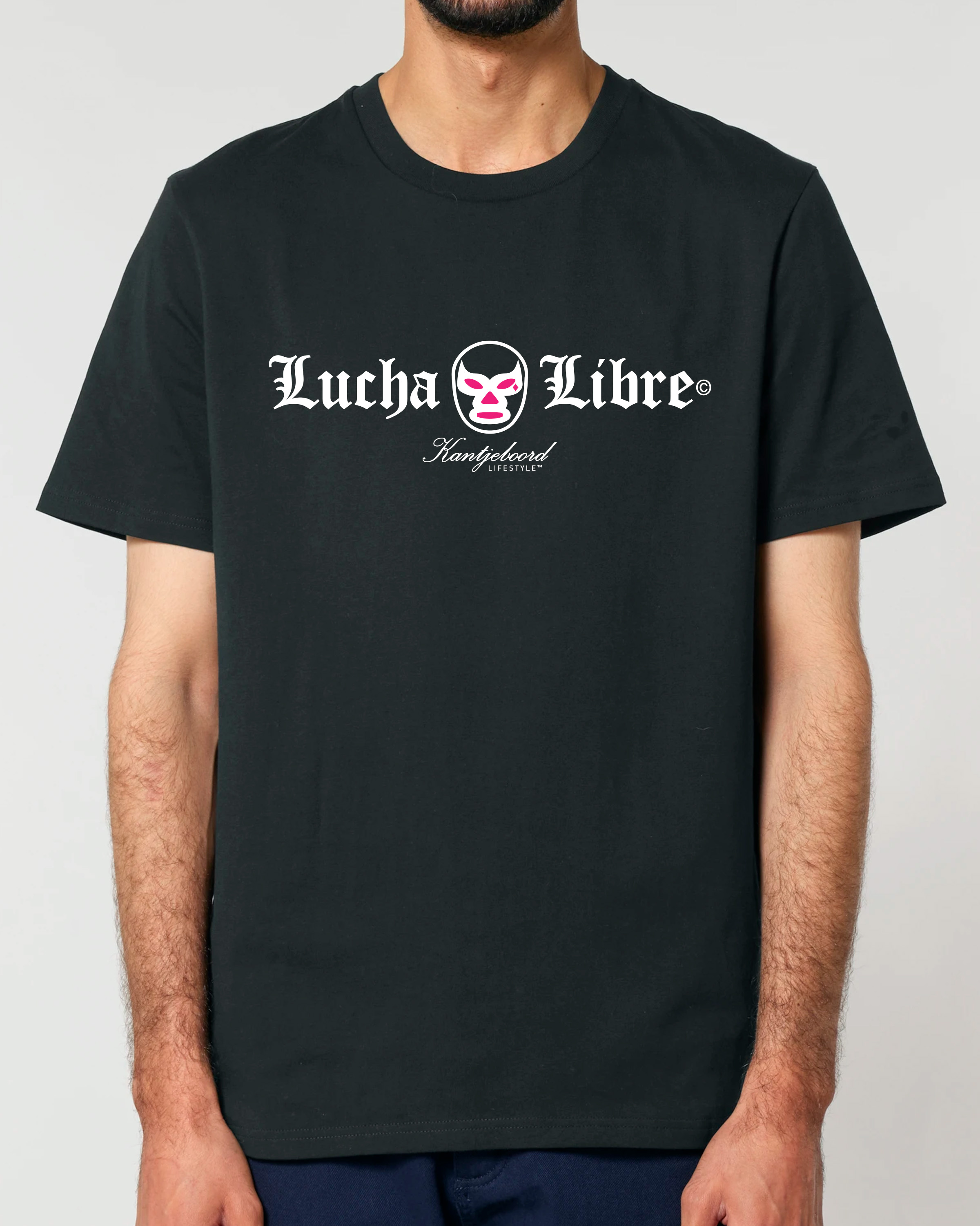 Lucha Libre Medium Fit T-shirt (White/Magenta/Black)