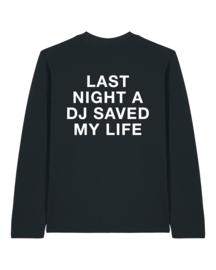Kantjeboord Lifestyle 'Last Night A DJ Saved My Life' Medium Fit Long Sleeve T-shirt - Black/White