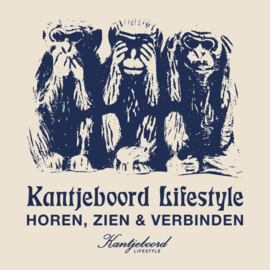 Kantjeboord Lifestyle ‘Horen, Zien & Verbinden’ Heavyweight Oversized T-Shirt - Canvas Cream / French Navy