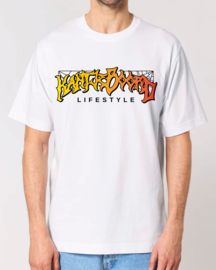 Rock and Rule Heavy Weight T-shirt (On Fire/White)