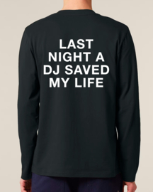 Kantjeboord Lifestyle 'Last Night A DJ Saved My Life' Medium Fit Long Sleeve T-shirt - Black/White