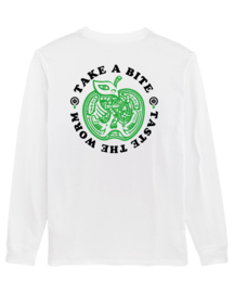 Take A Bite Taste The Worm Long Sleeve T-shirt (White)