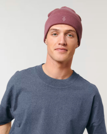 Shine On Rib Beanie (White/Hibiscus)