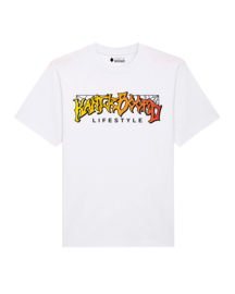 Rock and Rule Heavy Weight T-shirt (On Fire/White)