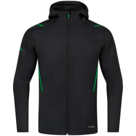 JAKO Veste de loisir Challenge avec capuchon noir mélange/vert sport (9821/503)