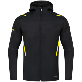 JAKO Veste de loisir Challenge avec capuchon noir mélange/citron (9821/505)