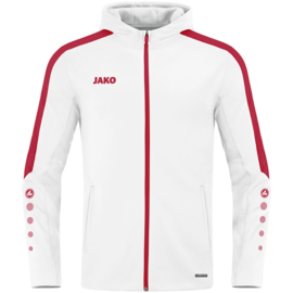 JAKO Jas met kap Power wit/rood (6823/004)