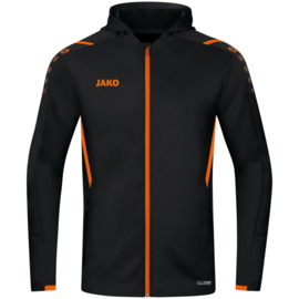 JAKO Veste d'entraînement Challenge avec capuchon noir/orange fluo (6821/807)