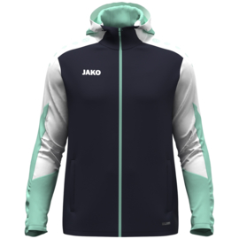 JAKO Jas met kap Dynamic marine/wit/munt (6870/915) (NIEUW)