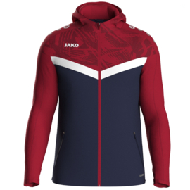 JAKO Jas met kap Iconic marine/chillrood (6824/901)