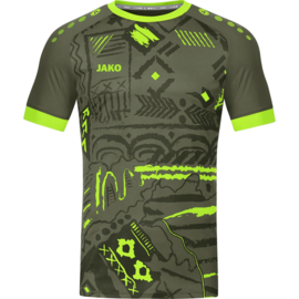 JAKO Shirt Tropicana KM kaki/fluogroen (4211/231)