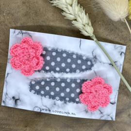 Set haarspeldjes meisje - dots flower