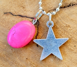 Pink star necklace