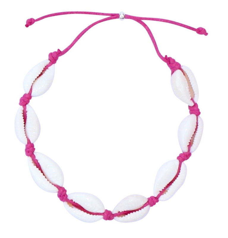 Sea shell hot pink anklet