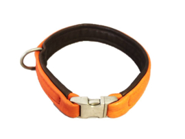 Halsband Leer Oranje - Bruin  Halsomvang 38 cm