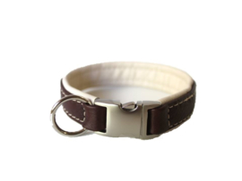 Halsband Leer  Bruin Creme  Halsomvang 28 cm