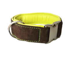 Halsband Leer  Bruin Geel Verstelbaar