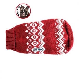 Noorse Trui  rood voor Mopshond & Bulldog