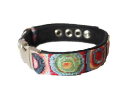 Halsband Gobelin - Leer Retro  Verstelbaar