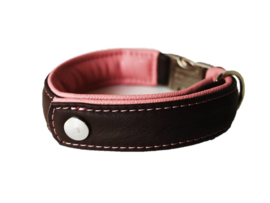 Halsband Leer  Bruin Rose Verstelbaar