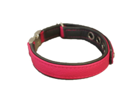 Halsband Leer Framboos - Donkergrijs  Verstelbaar