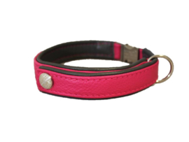 Halsband Leer Framboos - Donkergrijs  Verstelbaar