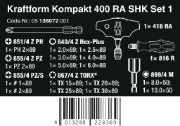 Wera Kraftform Kompakt 400 RA SHK Set 1, 19‑delig  05136072001