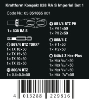 Wera Kraftform Kompakt 838 RA S Imperial Set 1, 14‑delig 05051065001