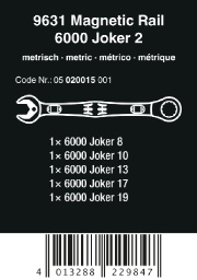 Wera 9631 Magneetstrip 6000 Joker 2 steek-ringratelsleutelset, 5‑delig 05020015001