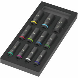 Wera 9725 Schuimrubberen inzetstuk met Zyklop C, 1/2", Impaktor Deep doppen Set 1, 11‑delig  05150115001