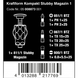 Wera Kraftform Kompakt Stubby Magazin 1, 6‑delig | 05008873001