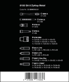 Wera 8100 SA 8 Speed-dopsleutelset 1/4  05004018001