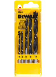 DeWalt DT4535 5-delige Houtspiraalboor set in cassette - 4-10mm