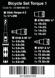 Wera Bicycle Set Torque 1, 2,5-25 Nm, 16‑delig 05004180001