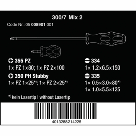 Wera 05008901001 8-delige 300/7 Mix 2 Schroevendraaier