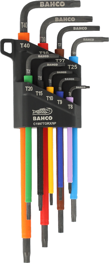 Bahco C1997TORX/9P Stiftsleutelset Torx, lang, gefosfateerd, gekleurd, metrisch - 9-delig