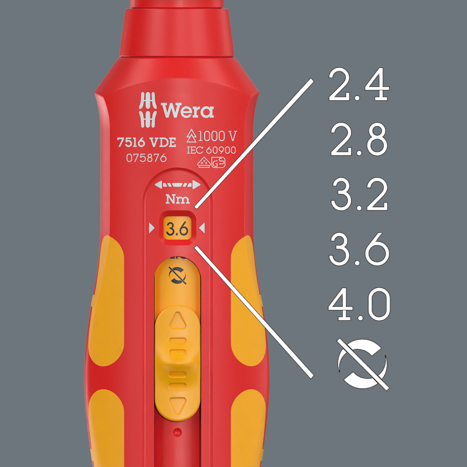 Wera 7516 VDE Kraftform Safe-Torque Speed draaimomentschroevendraaier, 2,4-4,0 Nm 05075876001