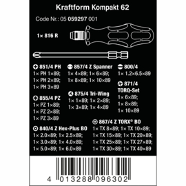 Wera  33 delige Kraftform Kompakt 62 bitset  05059297001