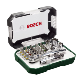 Bosch  26-delige schroefbit- en ratelset met kleurcodering 2607017322