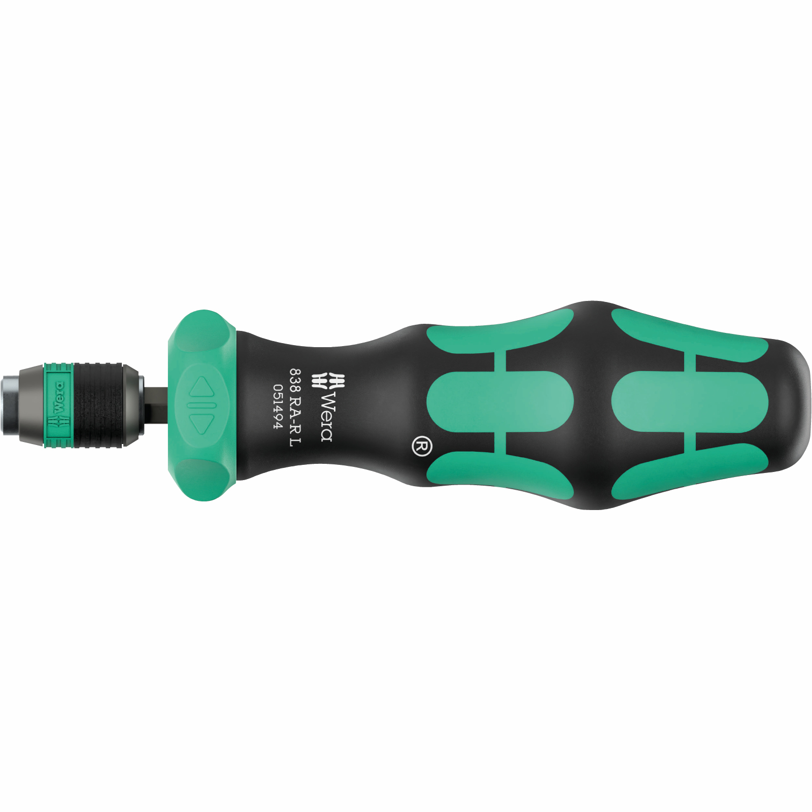 Wera 838 RA-R L bithandhouder met ratelfunctie, 1/4" 05051494001