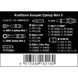 Wera Kraftform Kompakt Zyklop Mini 2, 27-delig 05135918001