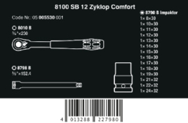 Wera 8100 SB 12 Zyklop Comfort ratelset, 3/8" 16‑delig 05005530001