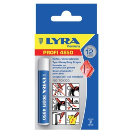 Lyra 4950001 Bandenkrijt 15 mm wit 12 stuks